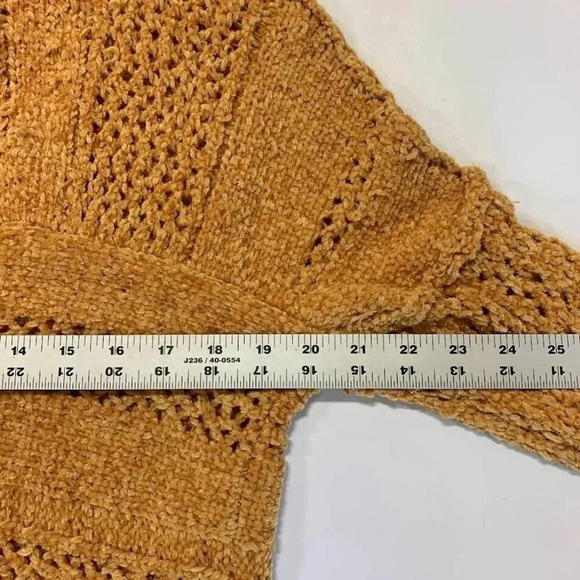 Rain + Rose Women's Chenille Mustard Fringe Long Sleeve Round Sweater Size S NWT - Picture 10 of 11